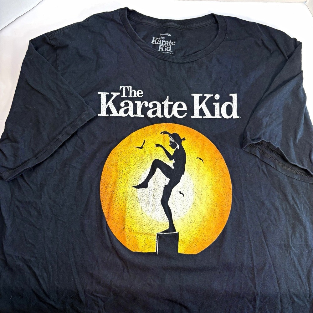 The Karate Kid Logo Graphic Print T Shirt Black Mens 2XL Crew Neck Fifth Sun